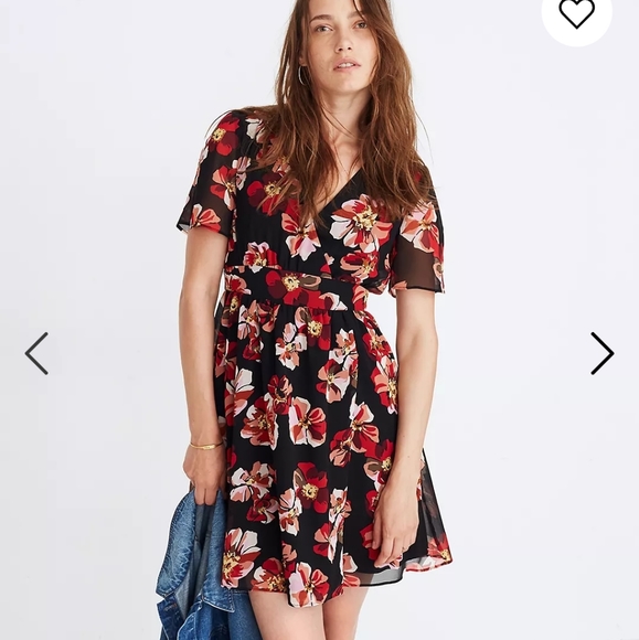 MADEWELL TULIP-SLEEVE IN FRENCH ROSE FAUX-WRAP MINI DRESS SIZE 2 - Picture 3 of 16